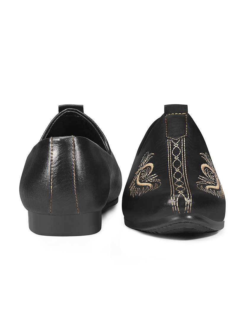 men black slip on mojari - 22316255 -  Standard Image - 1