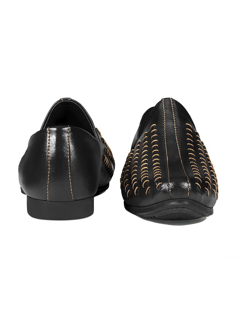 men black slip on mojari - 22316257 -  Standard Image - 1