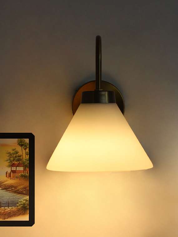 cone shape wall sconce with brass curve holder - 22316260 -  Standard Image - 4