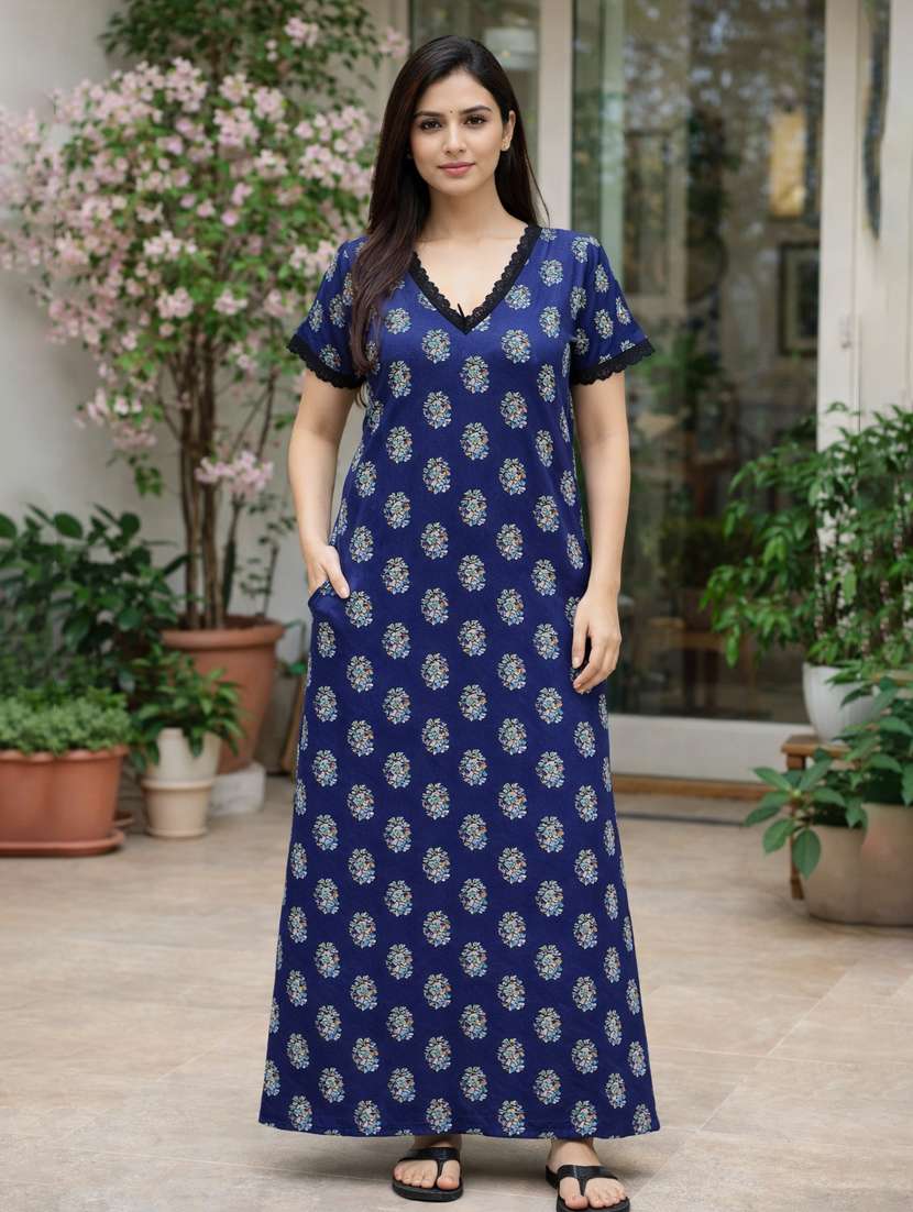 women printed short sleeve nighty - 22316264 -  Standard Image - 1