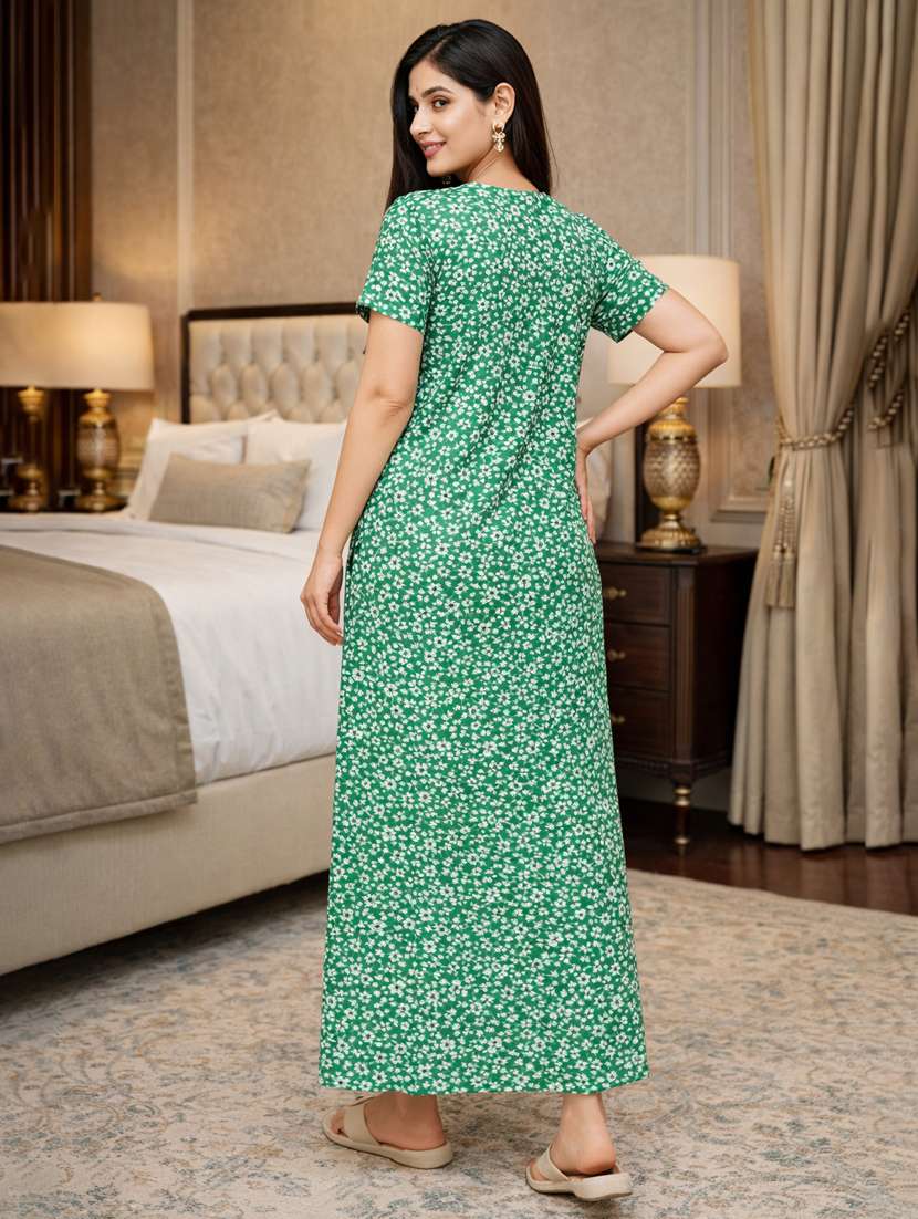 women printed short sleeve nighty - 22316270 -  Standard Image - 4