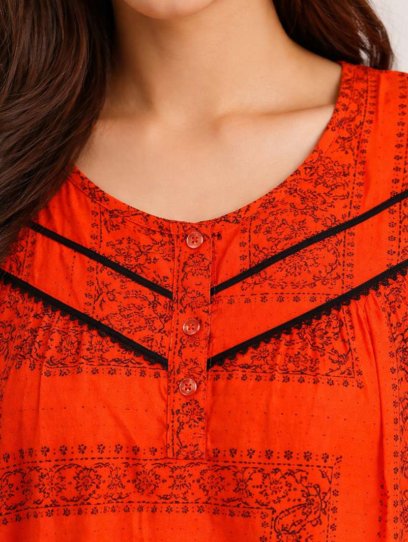 women printed short sleeve nighty - 22316272 -  Standard Image - 4