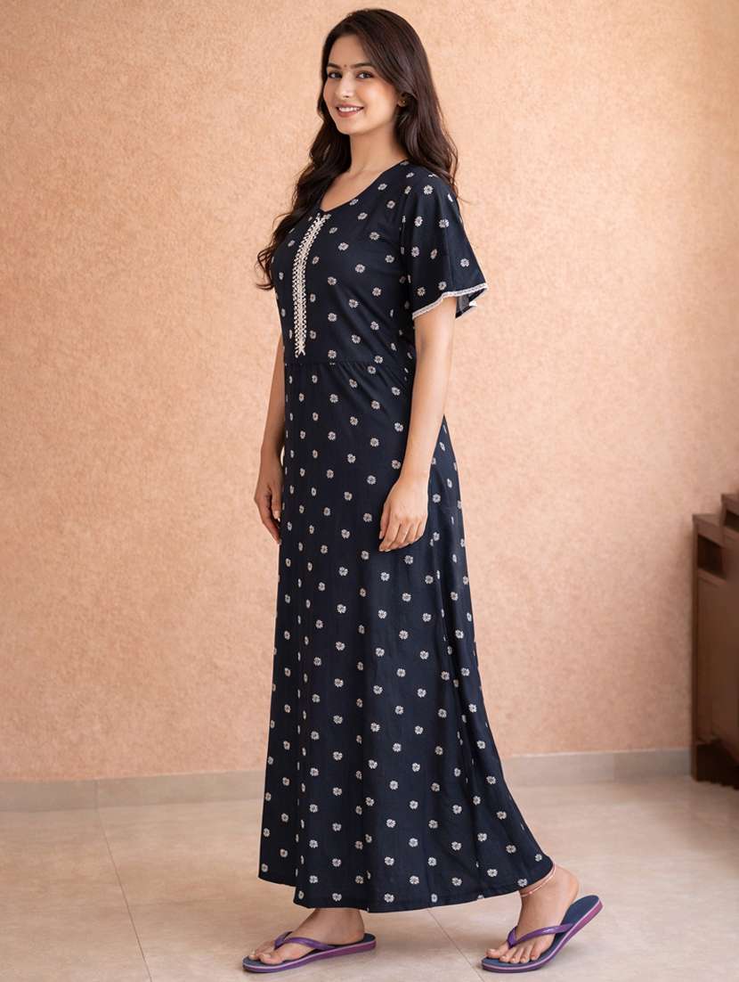women printed short sleeve nighty - 22316273 -  Standard Image - 1