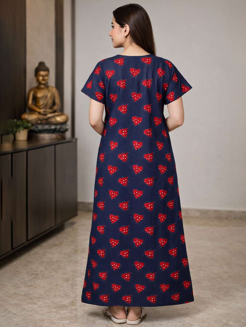 women printed short sleeve nighty - 22316274 -  Standard Image - 4