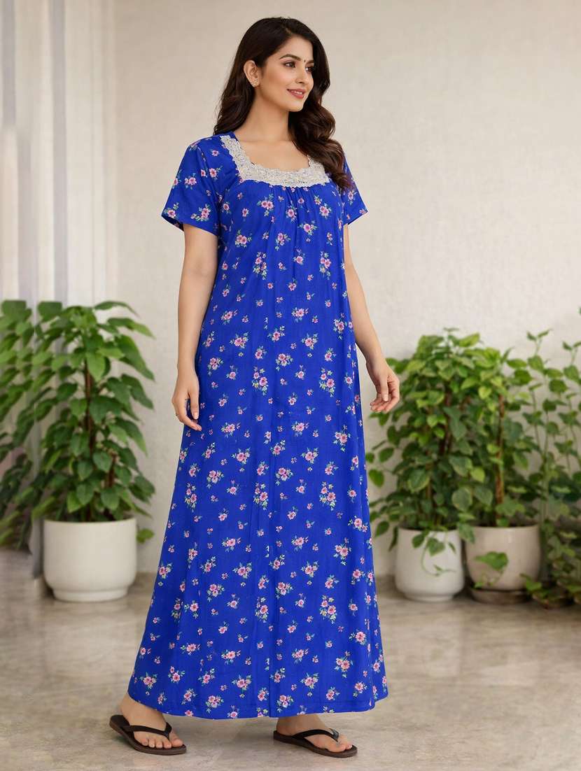 women printed short sleeve nighty - 22316276 -  Standard Image - 1