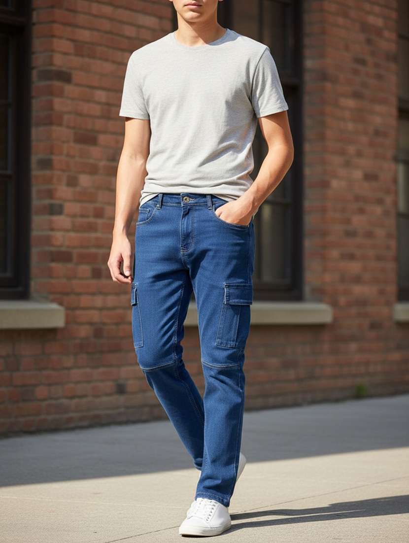 boys solid mid rise regular fit cargo pant