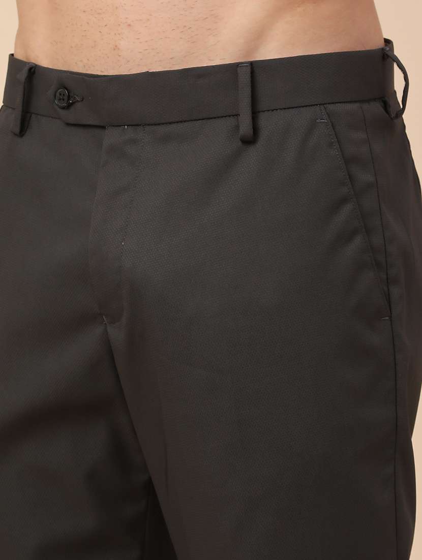 men solid mid rise slim fir formal trouser - 22316359 -  Standard Image - 1