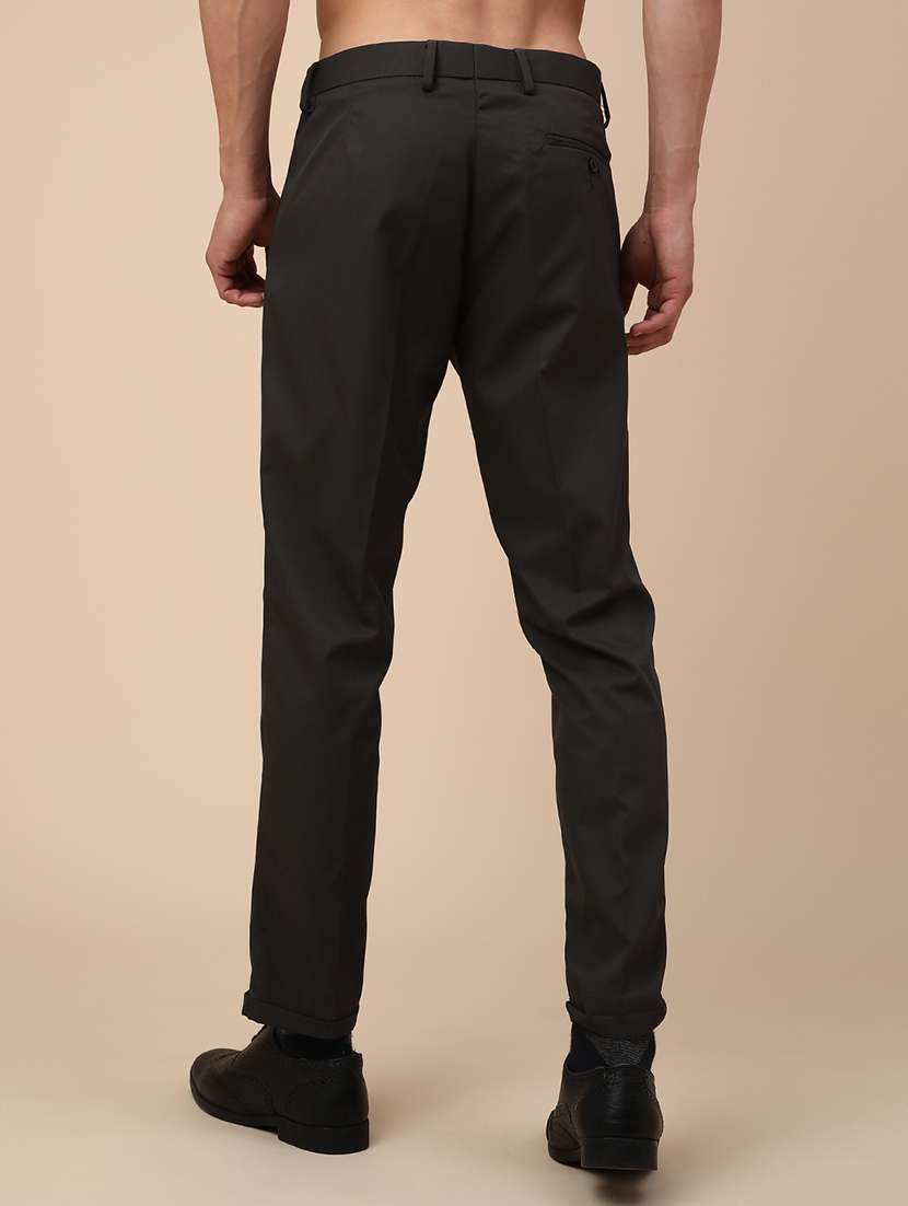men solid mid rise slim fir formal trouser - 22316359 -  Standard Image - 4