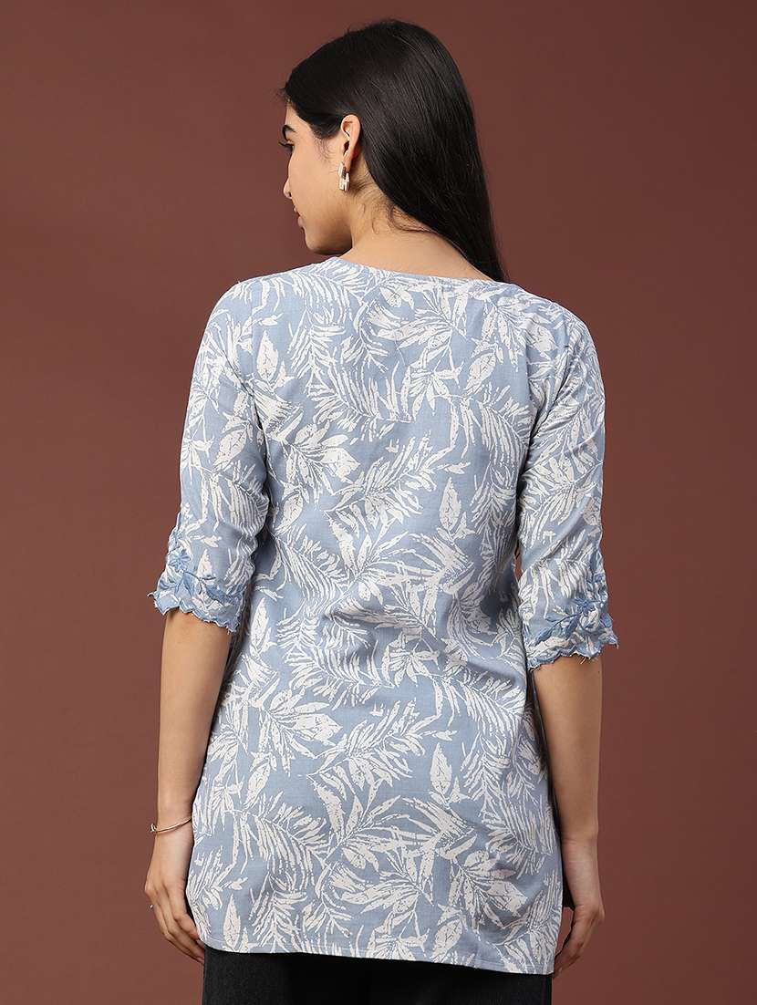 women printed three quarter sleeve straight kurti - 22316416 -  Standard Image - 4
