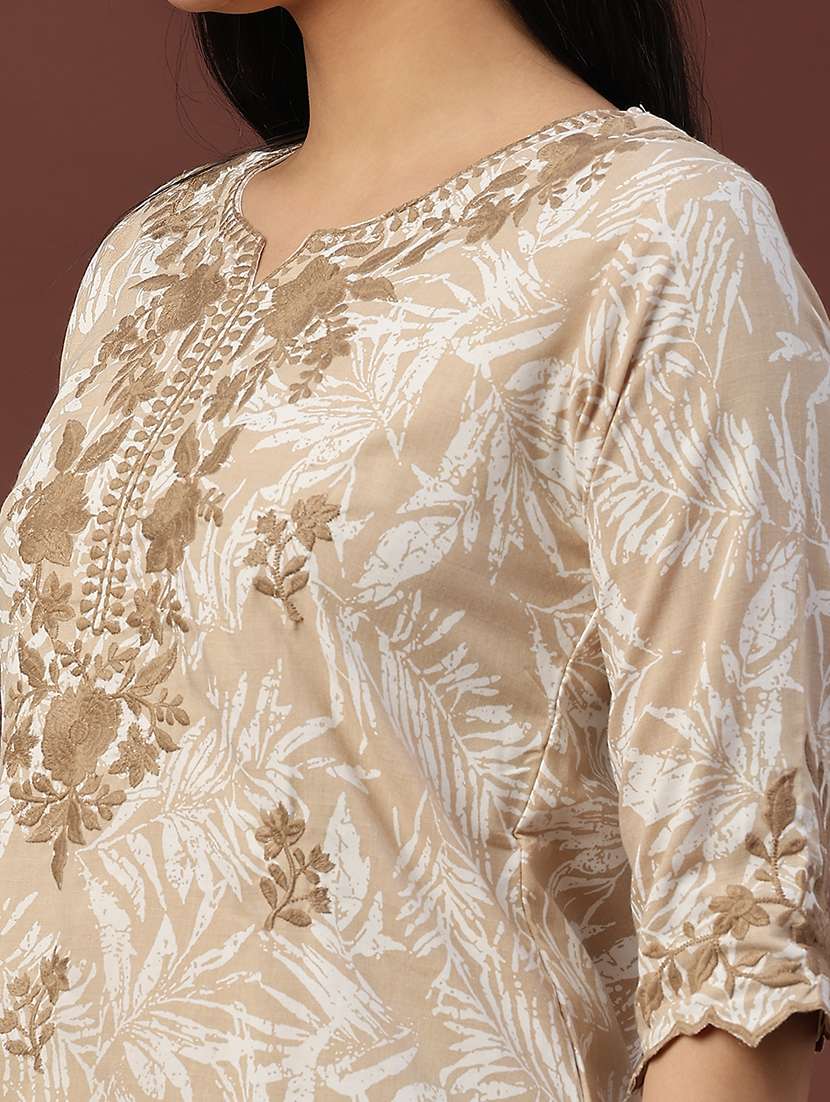 women printed three quarter sleeve straight kurti - 22316417 -  Standard Image - 1