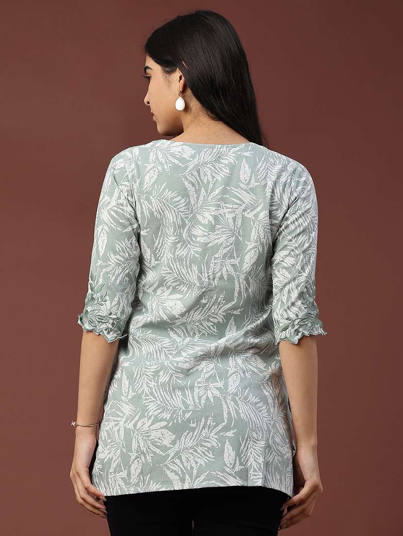 women printed three quarter sleeve straight kurti - 22316418 -  Standard Image - 4