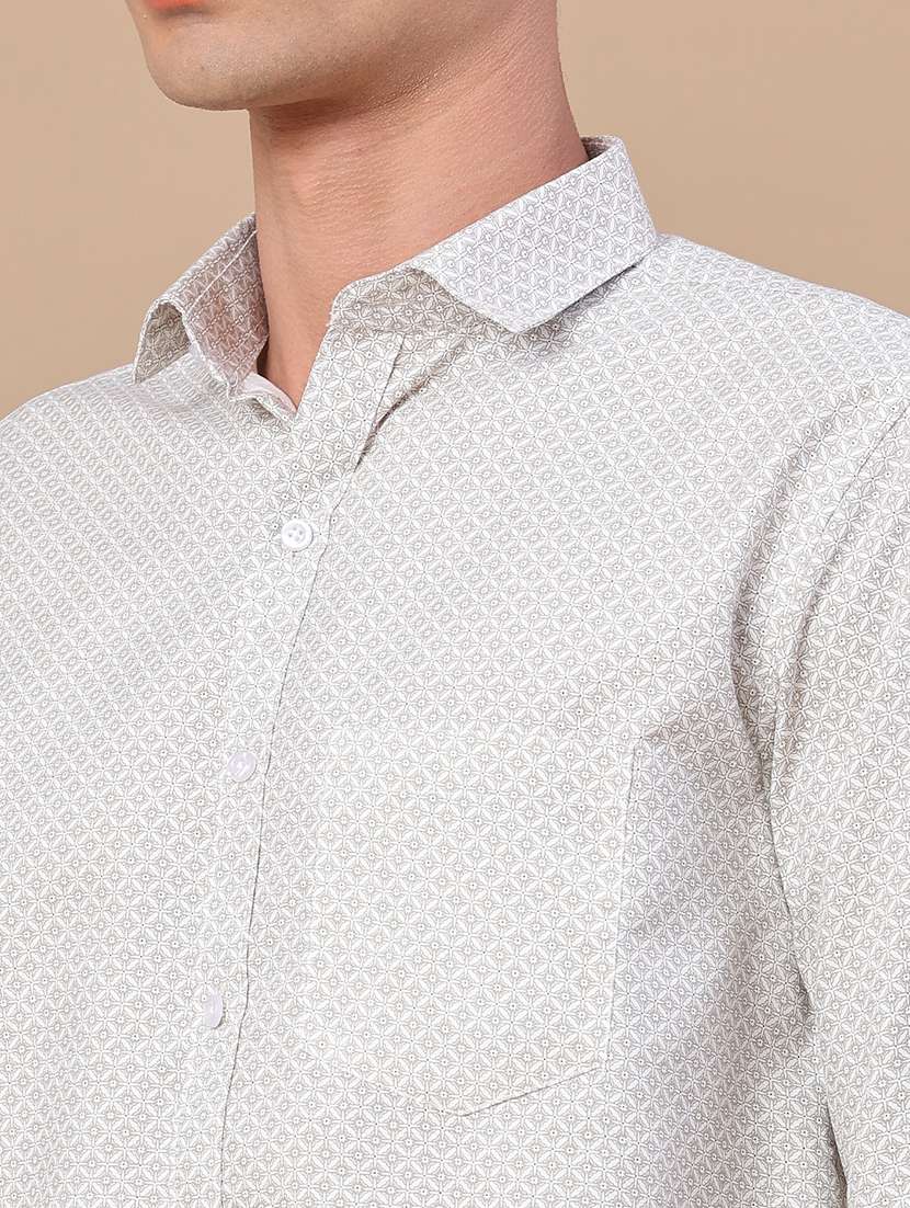 men printed long sleeve slim fit casual shirt - 22316489 -  Standard Image - 1