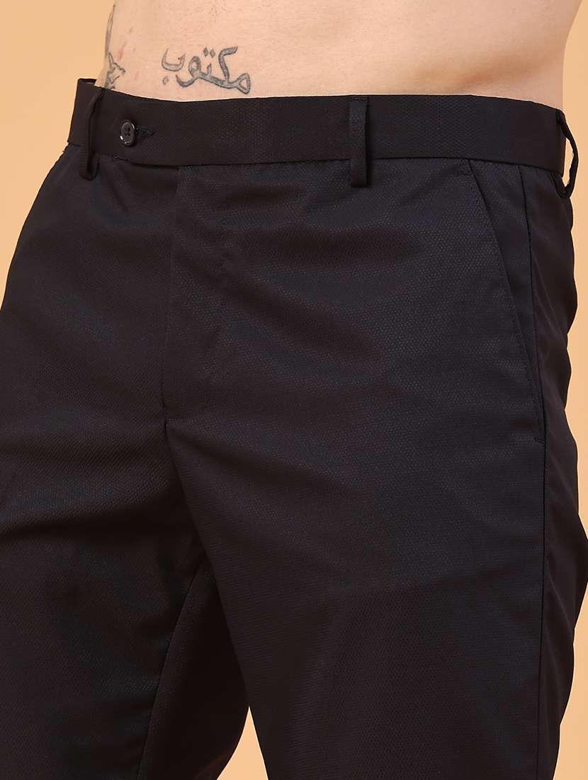 men black cotton flat front trousers formal trouser - 22316532 -  Standard Image - 1