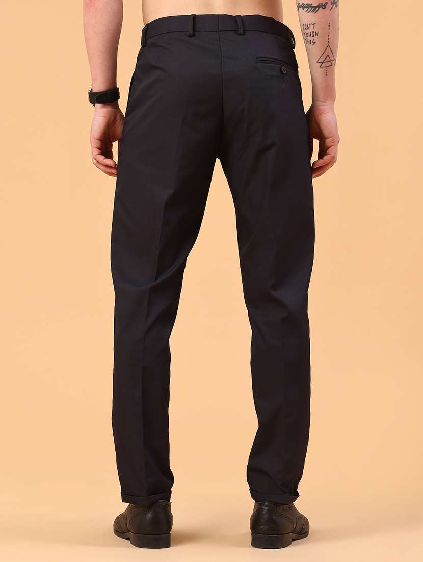 men black cotton flat front trousers formal trouser - 22316532 -  Standard Image - 4