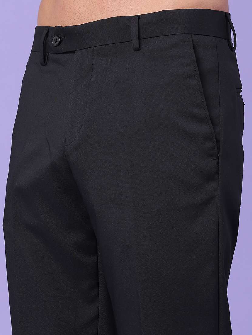 men solid mid rise slim fit formal trouser - 22316533 -  Standard Image - 1