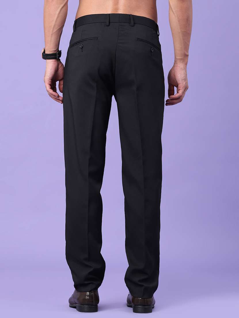 men solid mid rise slim fit formal trouser - 22316533 -  Standard Image - 4