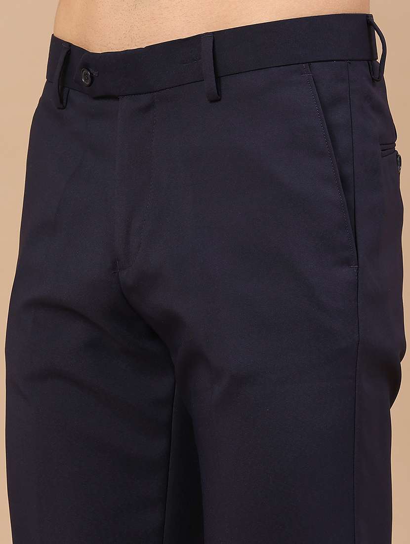 men solid mid rise slim fit formal trouser - 22316534 -  Standard Image - 1