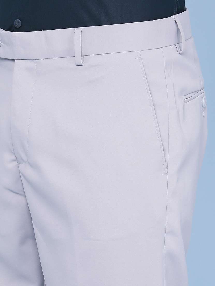men solid mid rise straight fit formal trouser - 22316537 -  Standard Image - 1