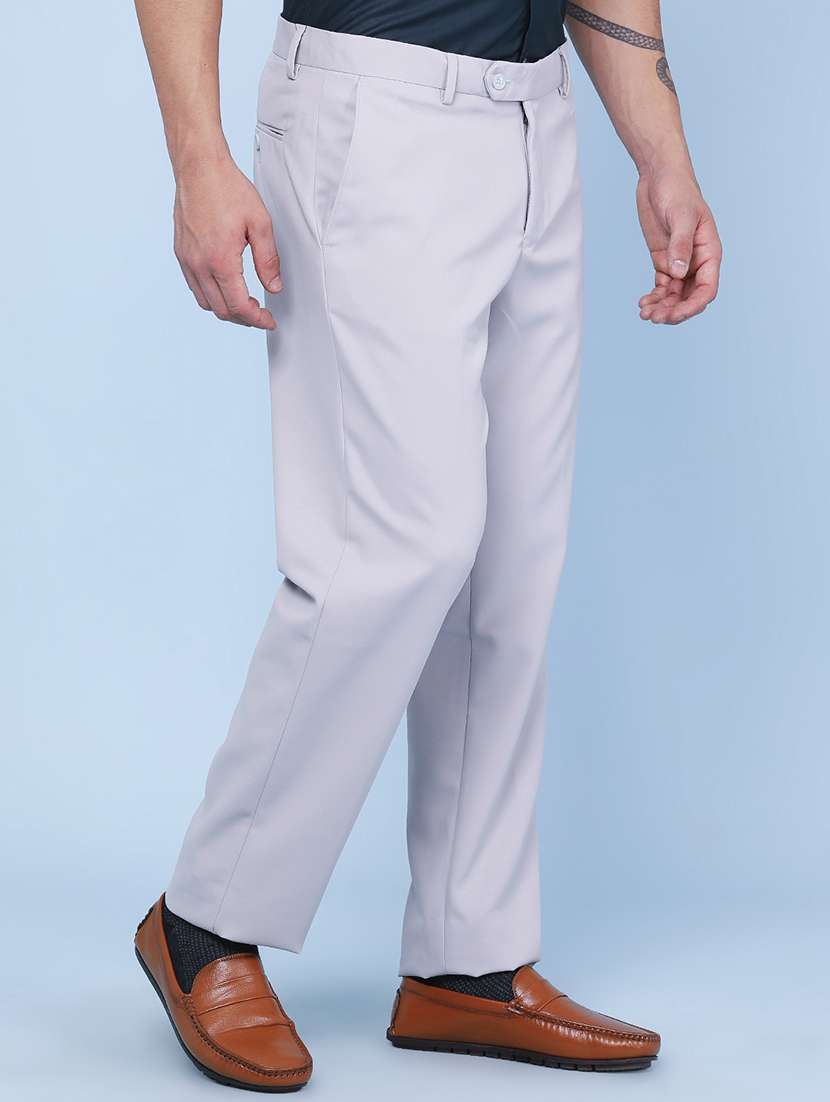 men solid mid rise straight fit formal trouser - 22316537 -  Standard Image - 4