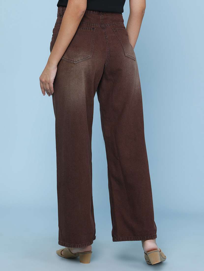 Women Washed Mid Rise Wide Leg Jeans - 22316567 -  Standard Image - 4