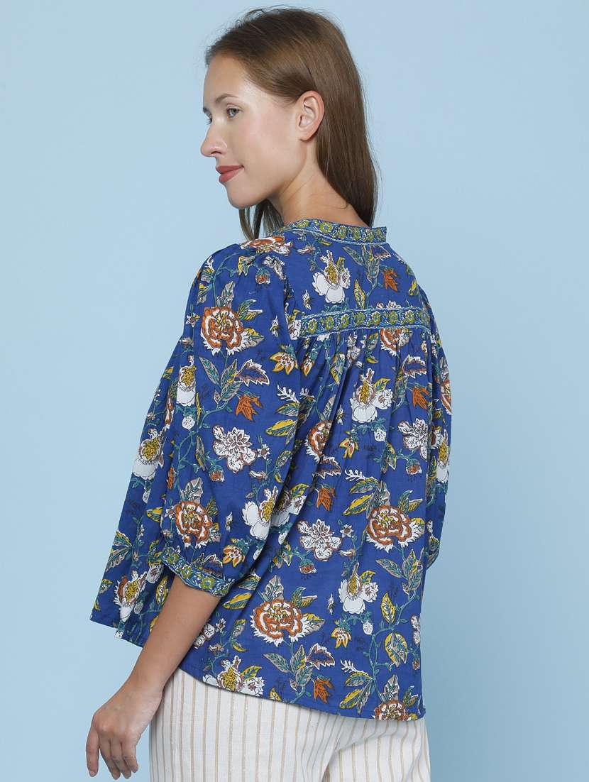 Women Printed Three Quarter Sleeves A-line Top - 22316601 -  Standard Image - 4
