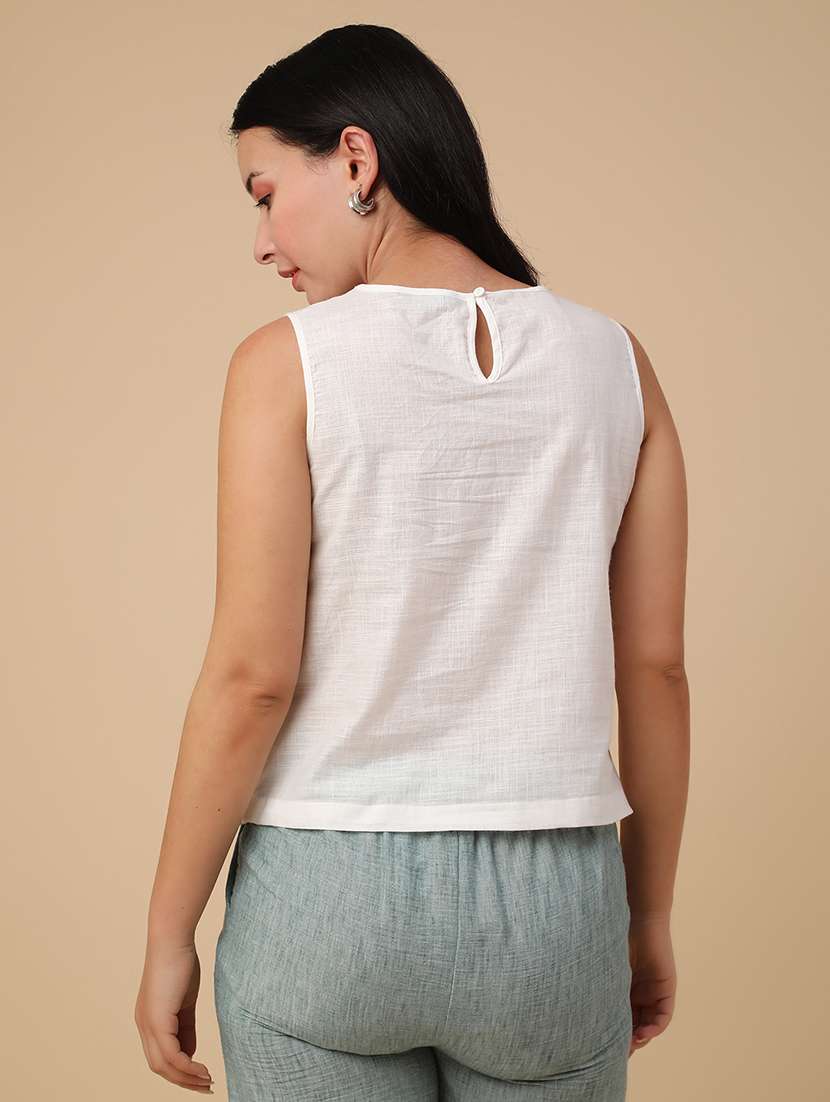 white cotton regular top - 22316602 -  Standard Image - 4