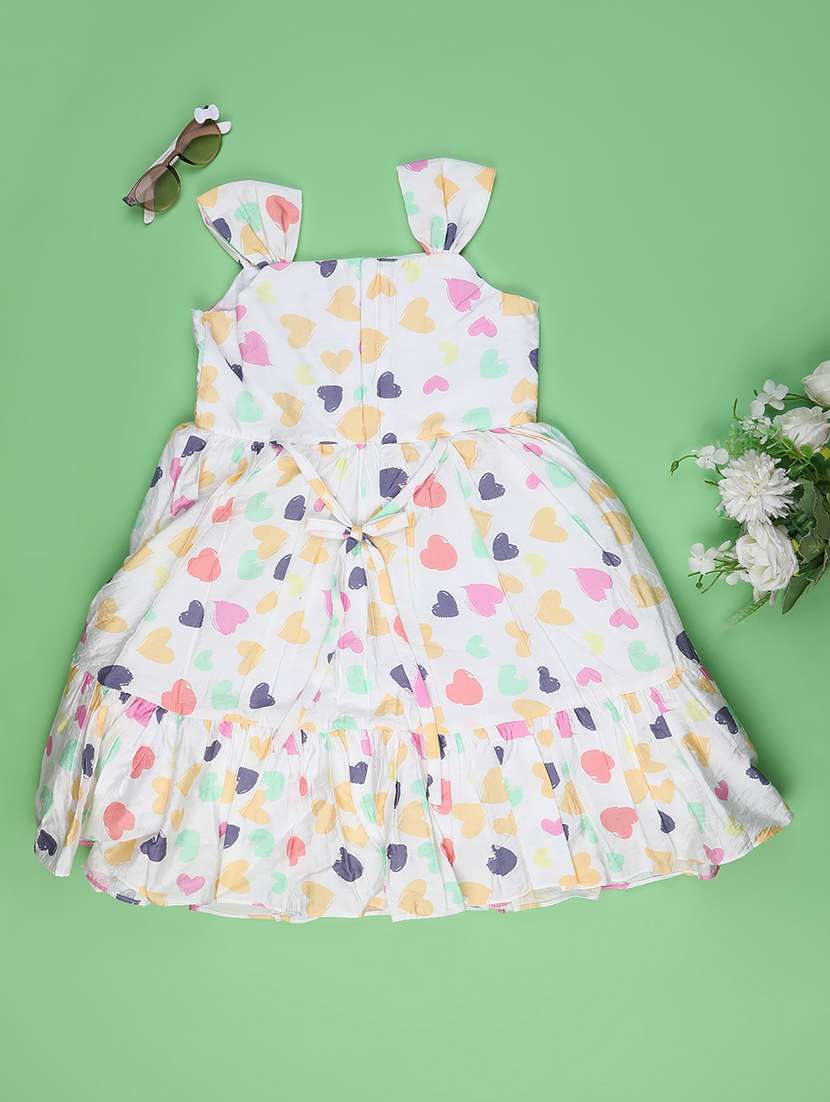 girls printed sleeveless tiered frock - 22316718 -  Standard Image - 1