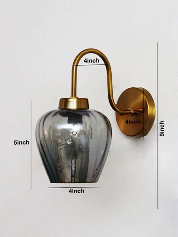 elegant smokey grey glass wall light with curved holder - 22316777 -  Standard Image - 4
