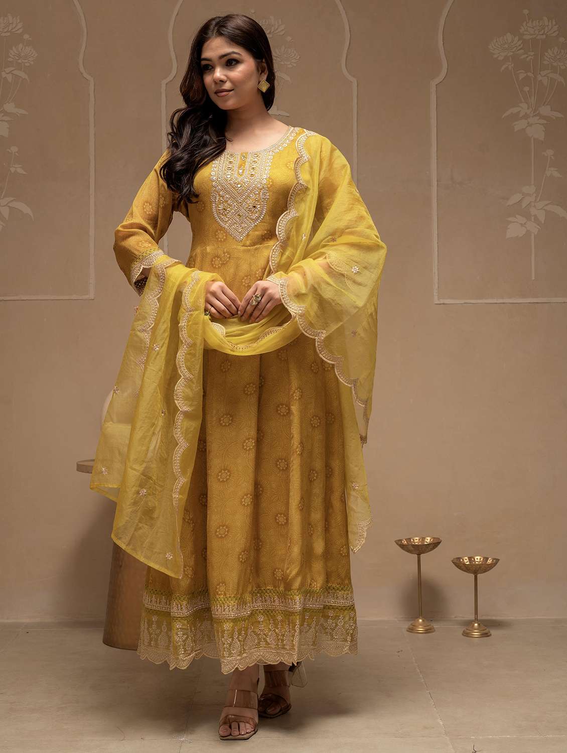 women printed three quarter sleeve kurta pant with dupatta set - 22316797 -  Standard Image - 1