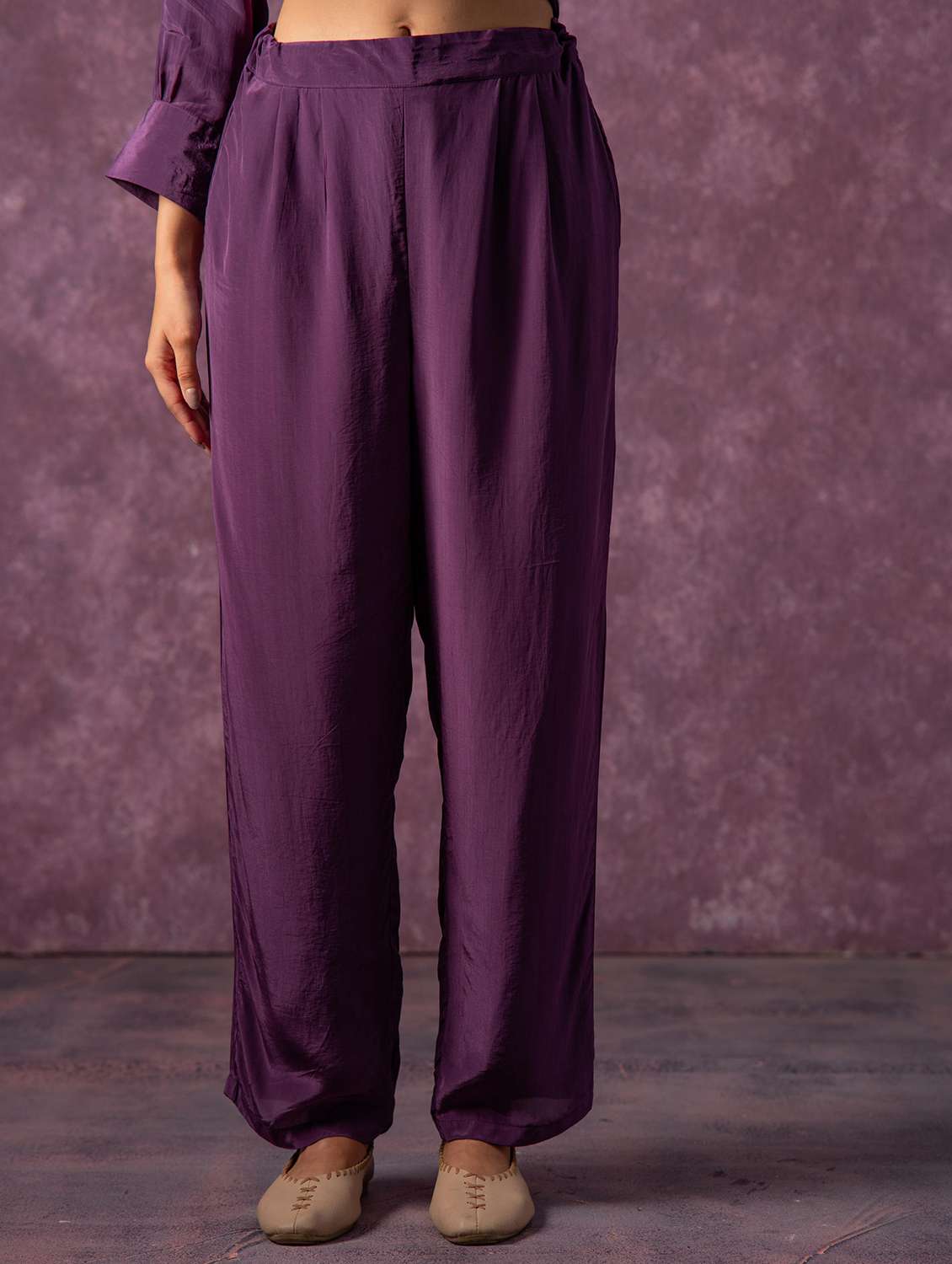 women solid with work three quarter sleeve ethnic co-ord set - 22316805 -  Standard Image - 4