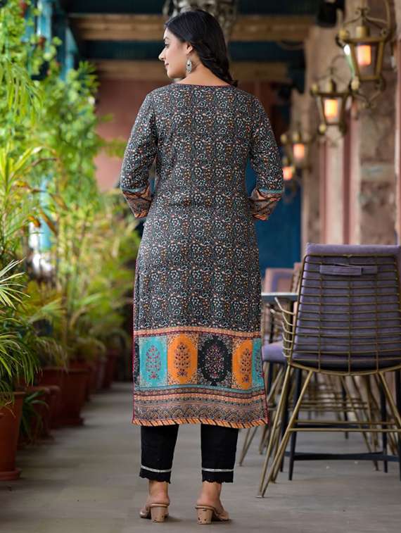 women multi colored rayon straight kurta - 22316842 -  Standard Image - 4