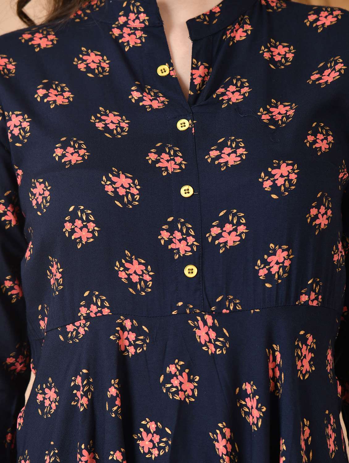 women floral three quarter sleeve ethnic dress - 22316895 -  Standard Image - 6