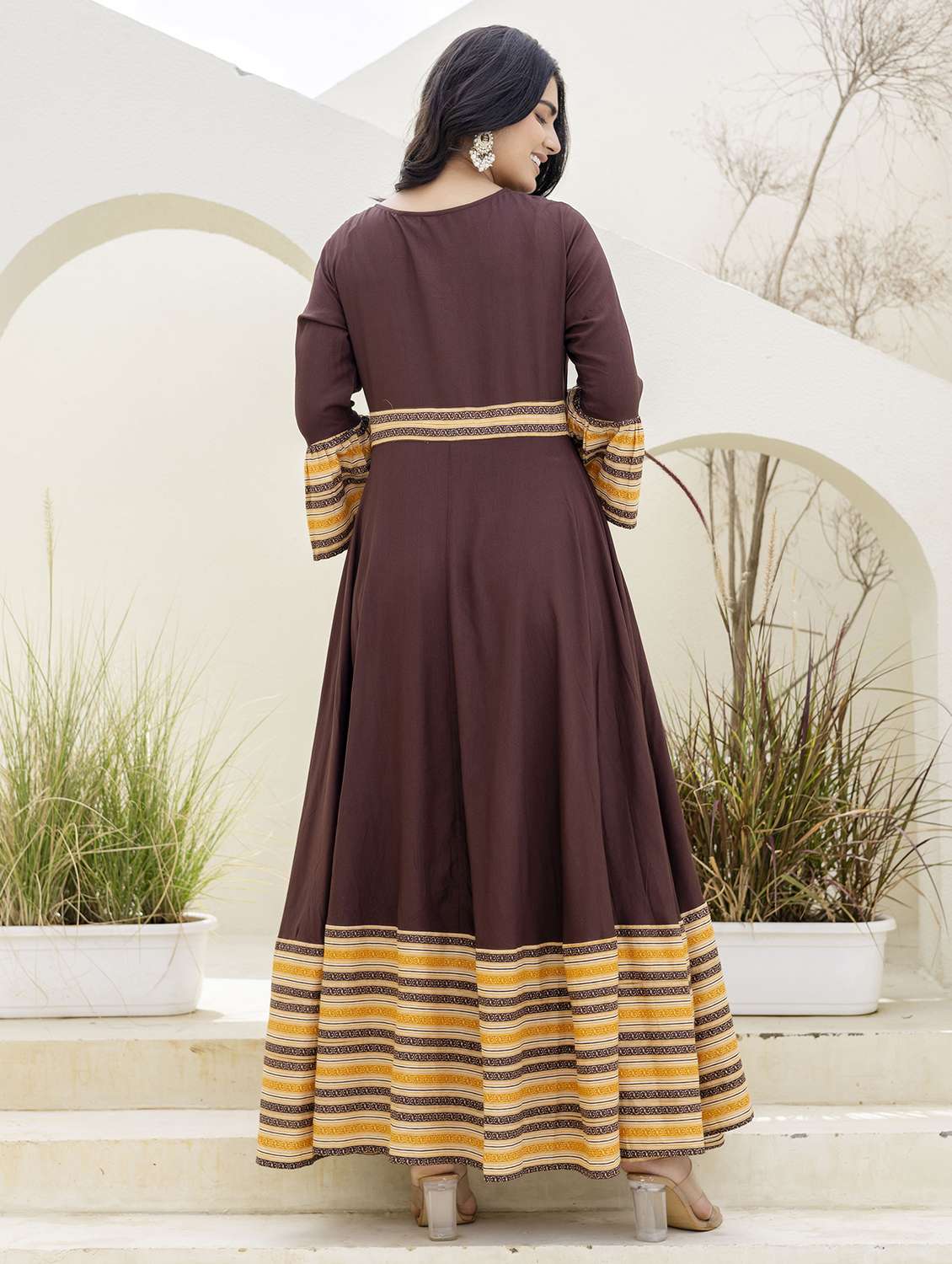 women printed bell sleeve ethnic dress - 22316901 -  Standard Image - 4