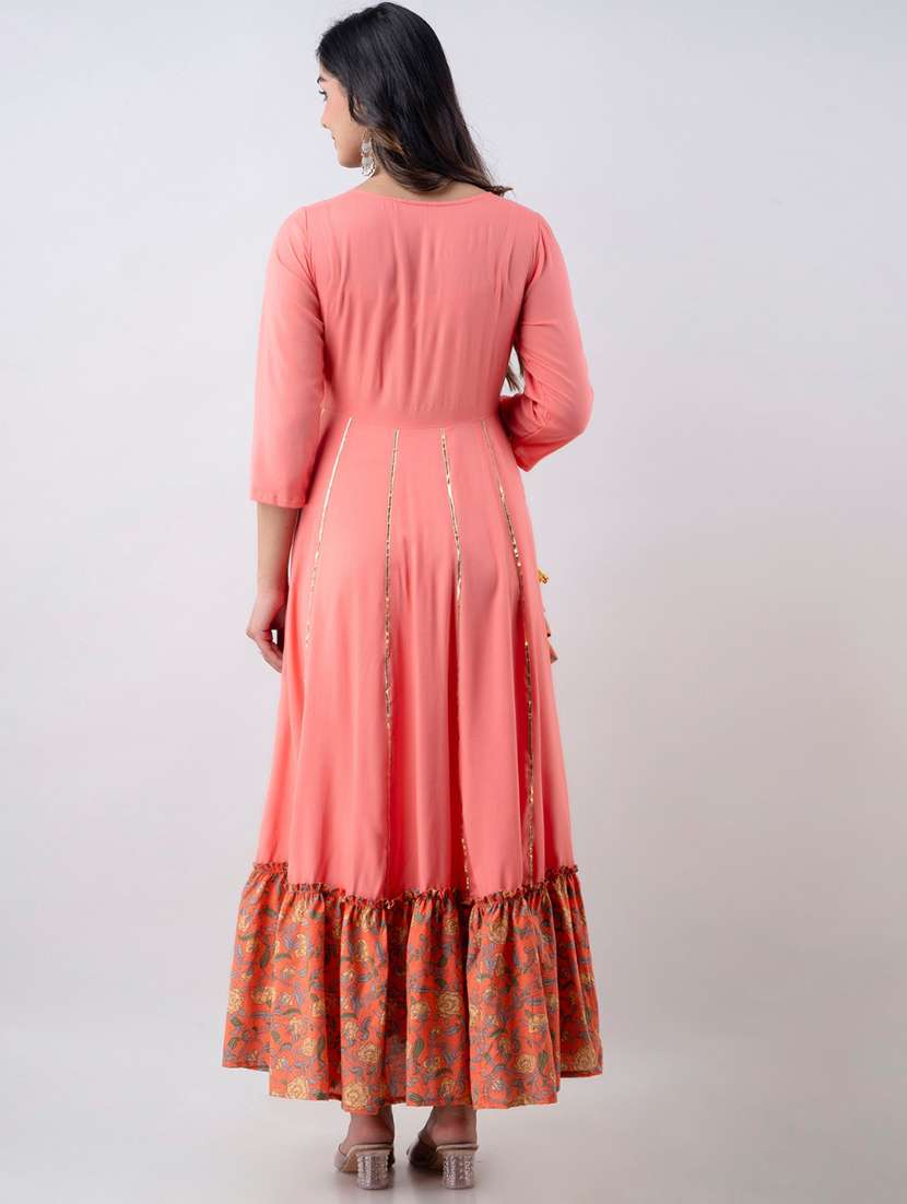 women printed three quarter sleeve ethnic dress - 22316902 -  Standard Image - 4