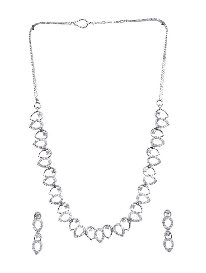 lightweight american diamond necklace set - 22316906 -  Standard Image - 1
