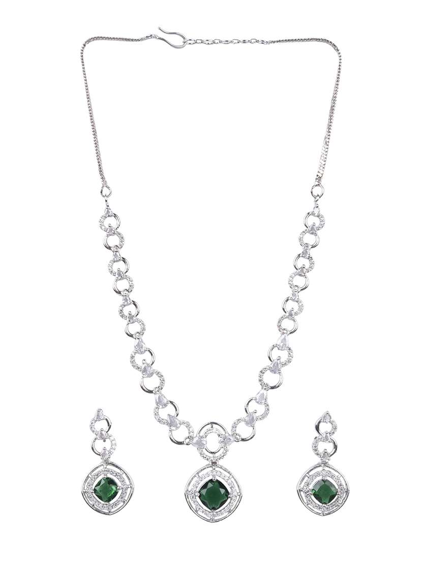 women green brass necklace necklace and earring set - 22316910 -  Standard Image - 1