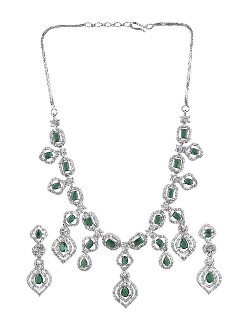 woemn green brass necklace necklace and earring set - 22316913 -  Standard Image - 1