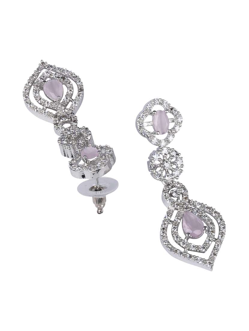 luxury look pink american diamond necklace set - 22316914 -  Standard Image - 4