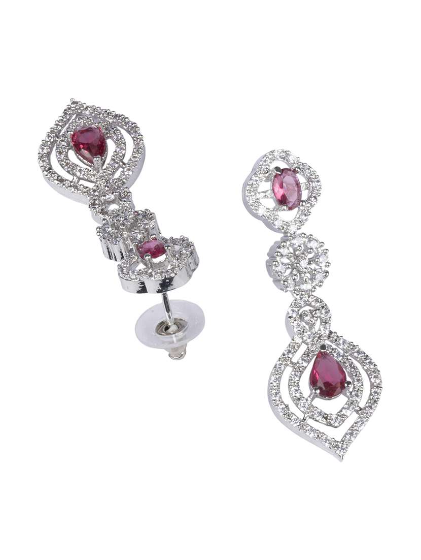 luxury look red american diamond necklace set - 22316915 -  Standard Image - 4