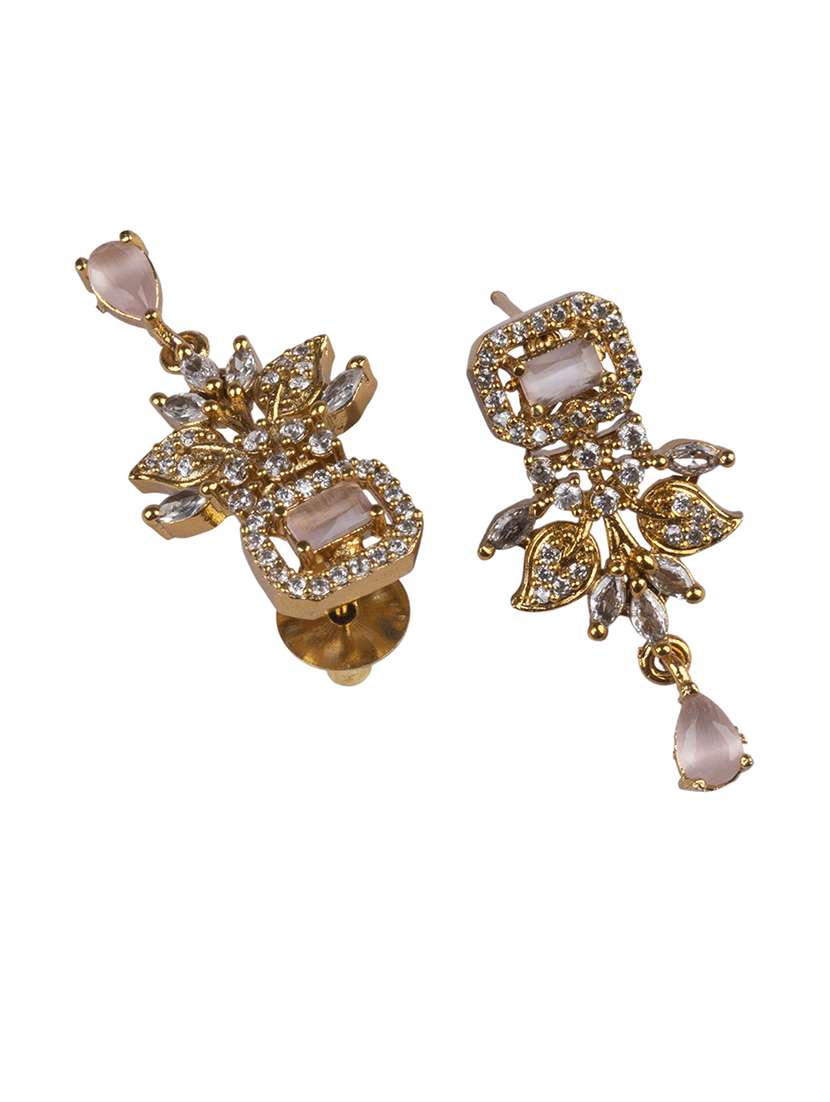 gold plated pink ad flower design pendant necklace set - 22316916 -  Standard Image - 4