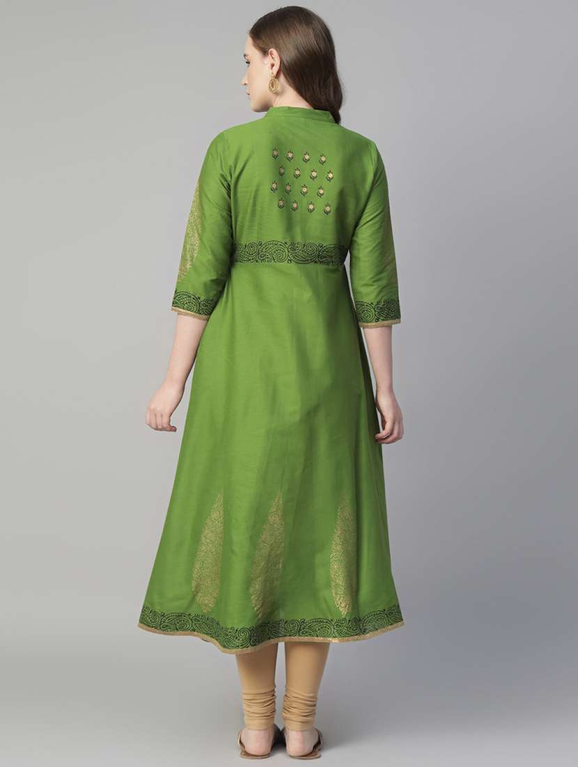 women printed three quarter sleeve anarkali kurta - 22316927 -  Standard Image - 4