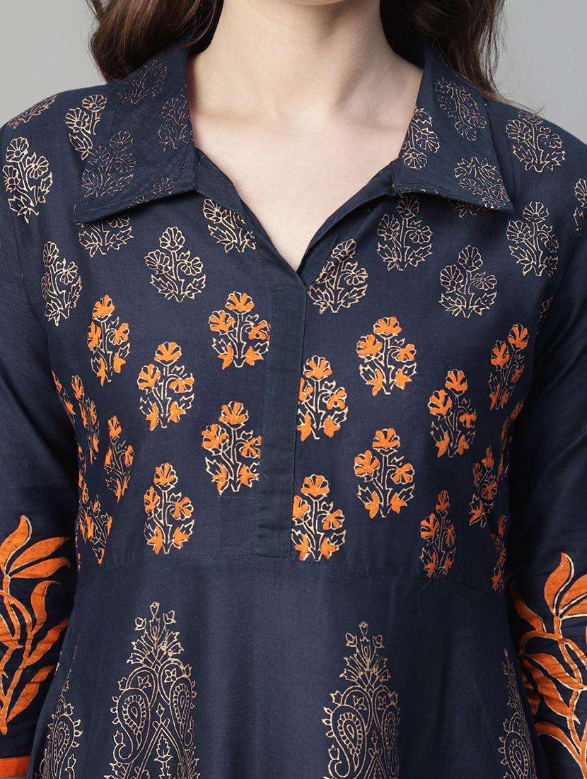 women printed three quarter sleeve anarkali kurta - 22316931 -  Standard Image - 1