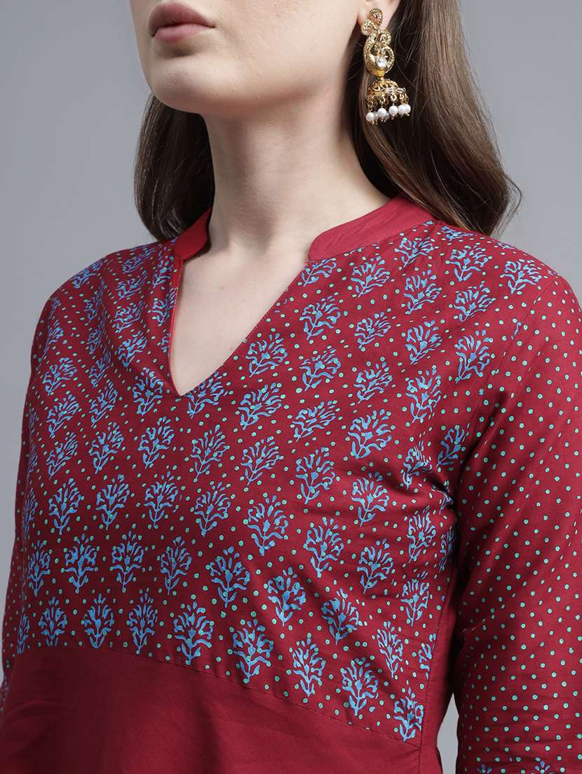 women printed three quarter sleeve anarkali kurta - 22316933 -  Standard Image - 4