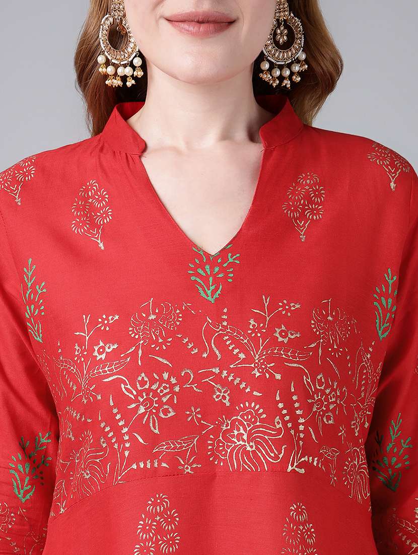 women printed three quarter sleeve anarkali kurta - 22316934 -  Standard Image - 4