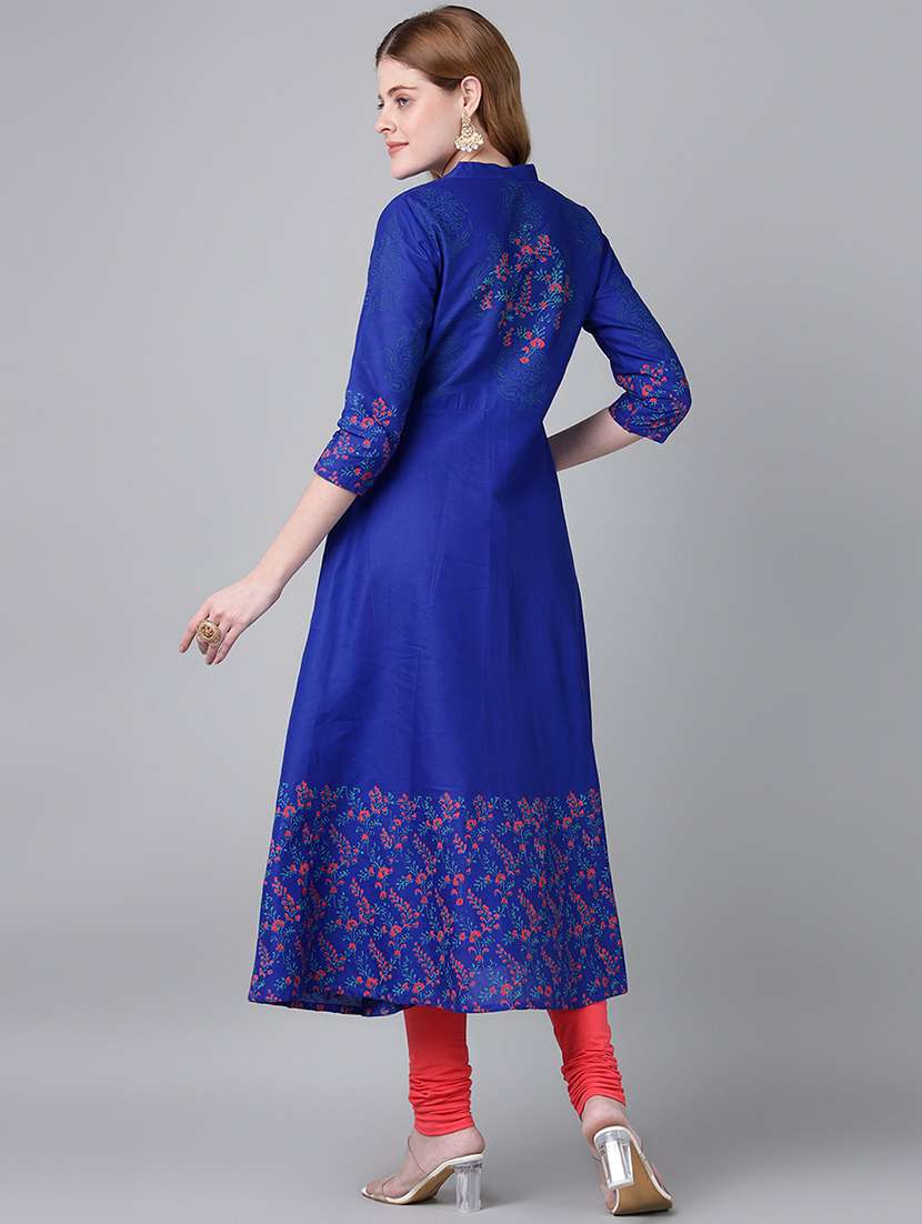 women printed three quarter sleeve anarkali kurta - 22316936 -  Standard Image - 4