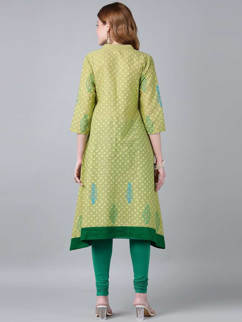 women printed three quarter sleeve a-line kurta - 22316937 -  Standard Image - 4