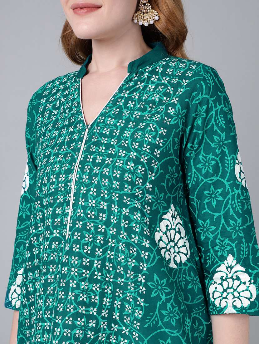 women printed three quarter sleeve a-line kurta - 22316938 -  Standard Image - 6