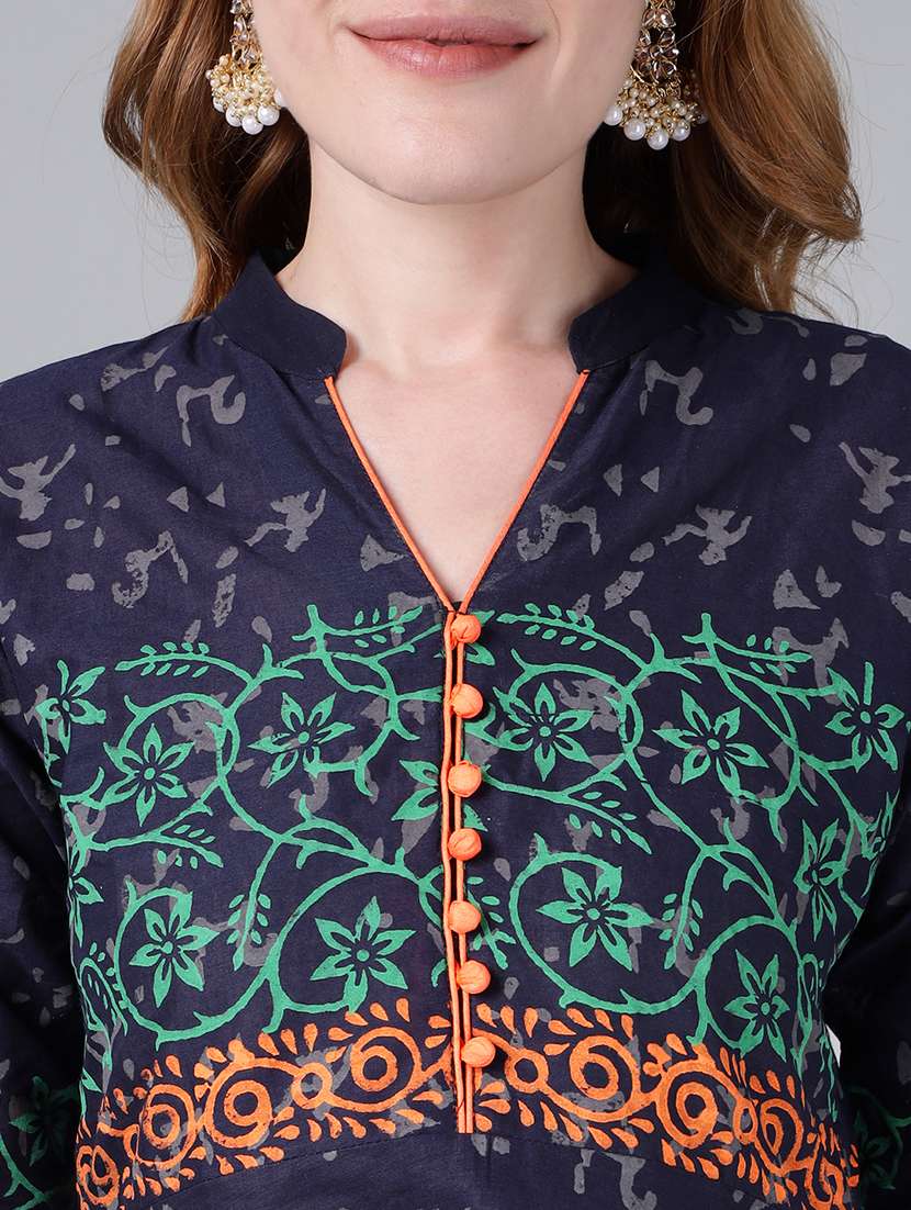 women printed three quarter sleeve anarkali kurta - 22316939 -  Standard Image - 6