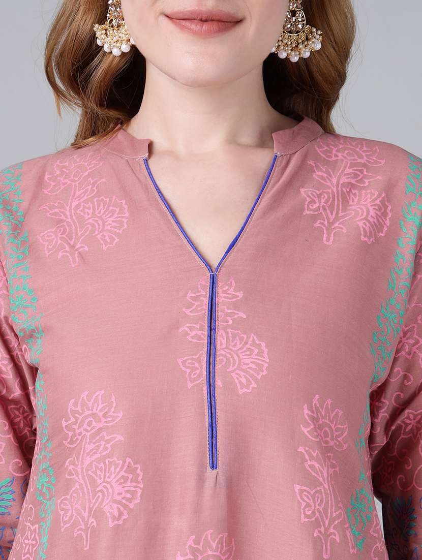 women printed three quarter sleeve a-line kurta - 22316940 -  Standard Image - 6