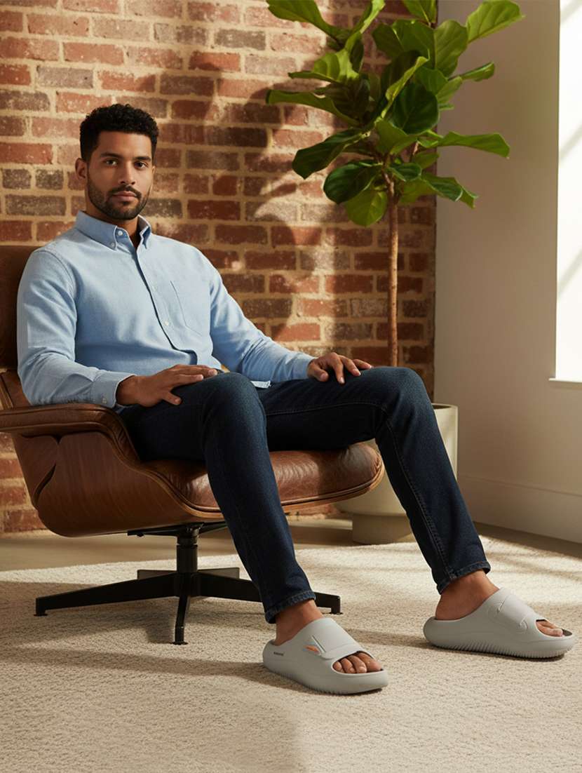 men grey slip on slider - 22316942 -  Standard Image - 4